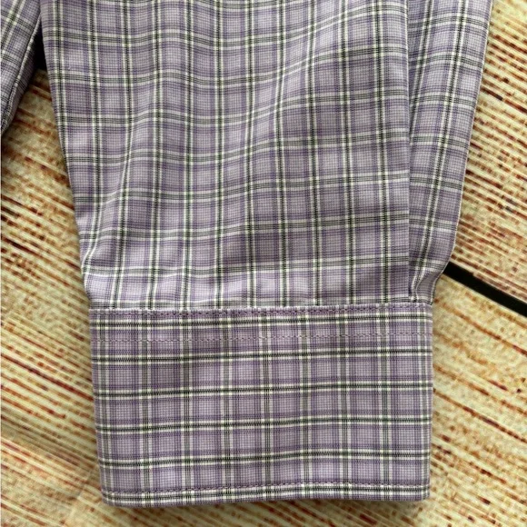 Haggar • Men's Classic Fit Lavender Plaid Button Down Shirt - Wrinkle Resistant - Picture 9 of 12
